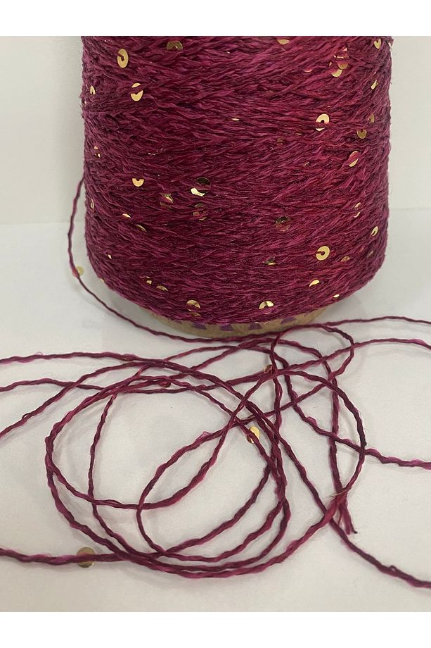 Bordo 1,5 polyester 4nm gold pullu görsel net 200 gr - 2