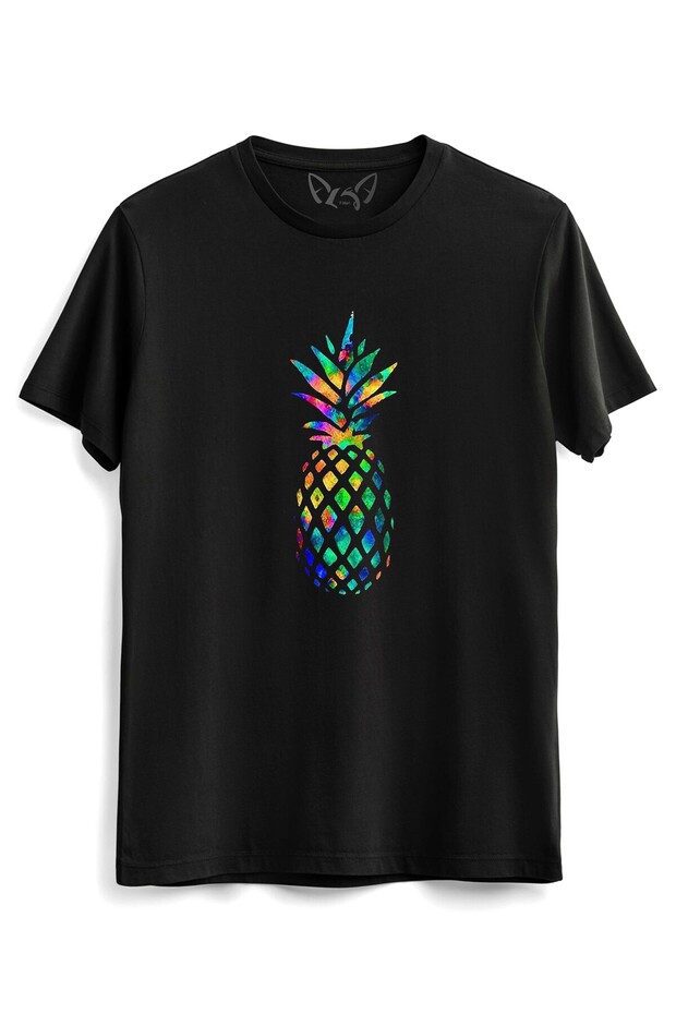Pineapple Digital Printed Kids Black T-Shirt