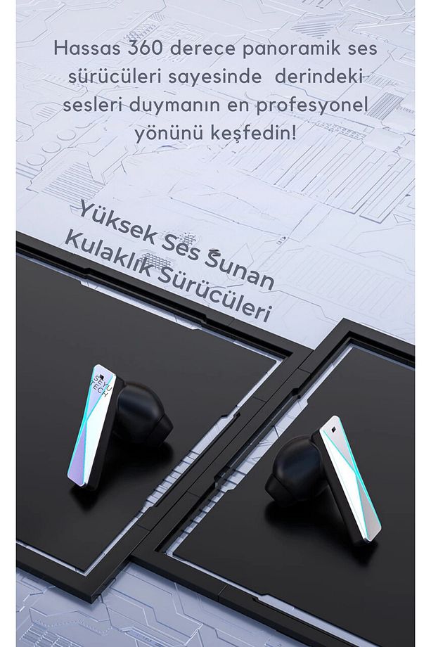 DX-08 Gaming Oyuncu Kulaklığı 3D Sound/ANC Ios Ve Android Tüm Telefonlara Uyumlu Bluetooth Kulaklık - 2