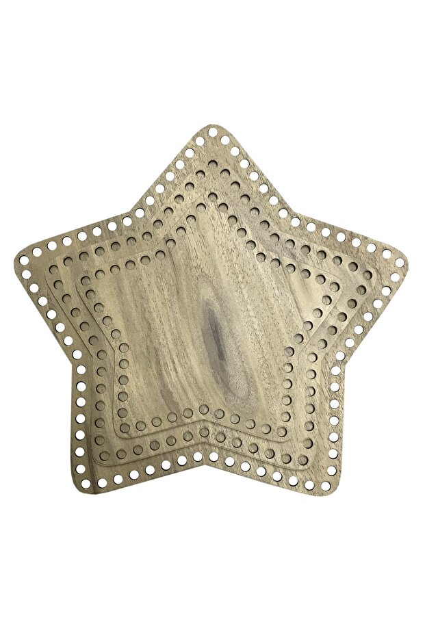 Star 3mm Mdf - 30-25-20 cm 3-Piece Macrame Combed Cotton Base Set