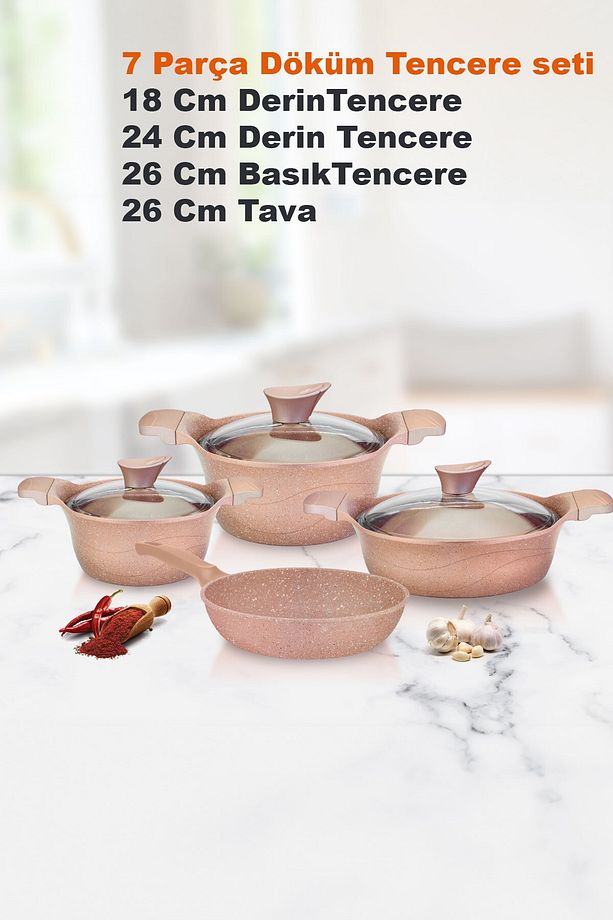 Dn 20028 7 Parça Döküm Granit Tencere Seti (18-24-26-26 cm ) - 1