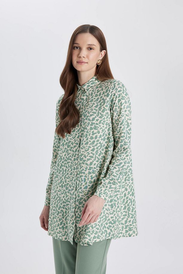 Regular Fit Leopar Desenli Uzun Kollu Gömlek Tunik Z5833az24sp - 3