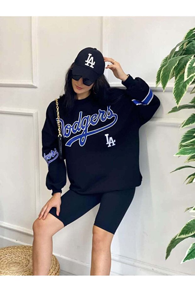 Black Dodgers Printed Oversize Sweatshirt Unisex