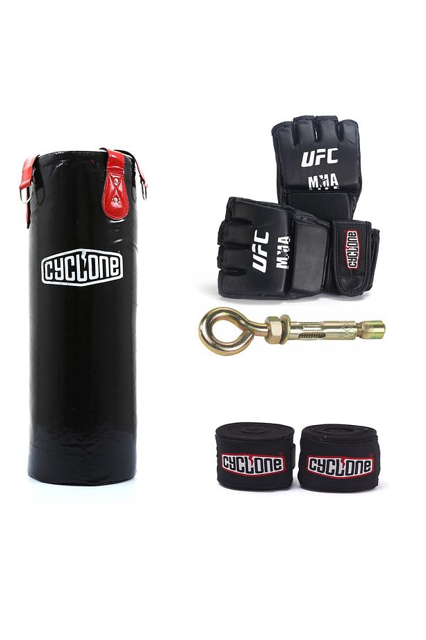 CYCLONEBoks Seti 3 Lü Dolu Kum Torbası & MMA eldiven 120 x30cm - 1