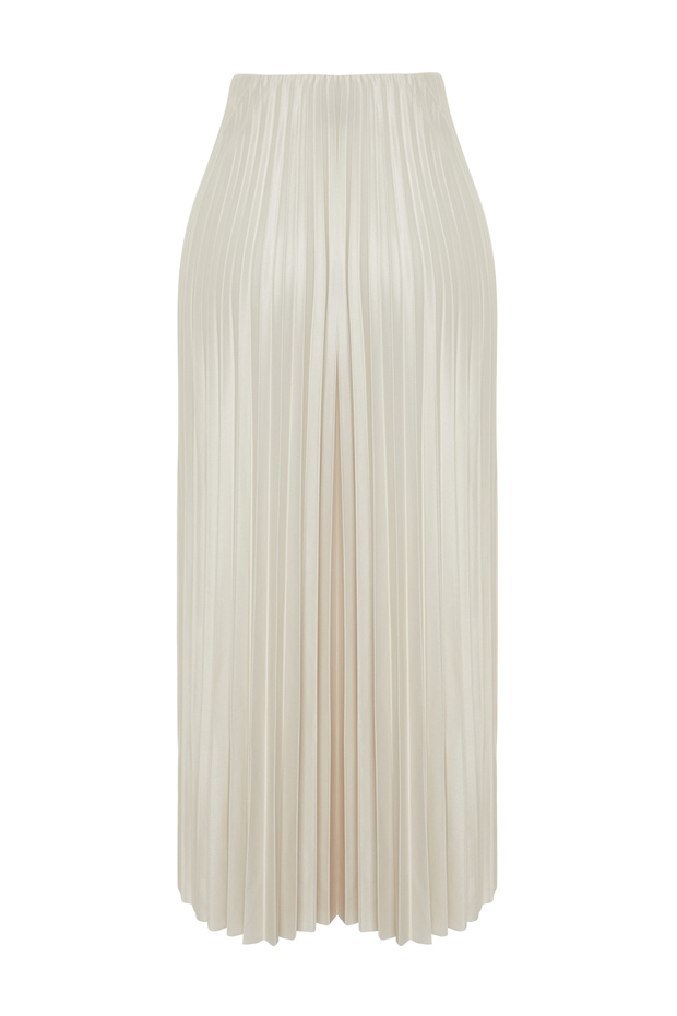 Kamienna, plisowana, maxi, elastyczna spódnica z dzianiny TWOSS24ET00041 - 7