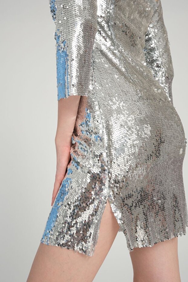 Payet uzunkollu mini abiye gece mezuniyet elbisesi - 9