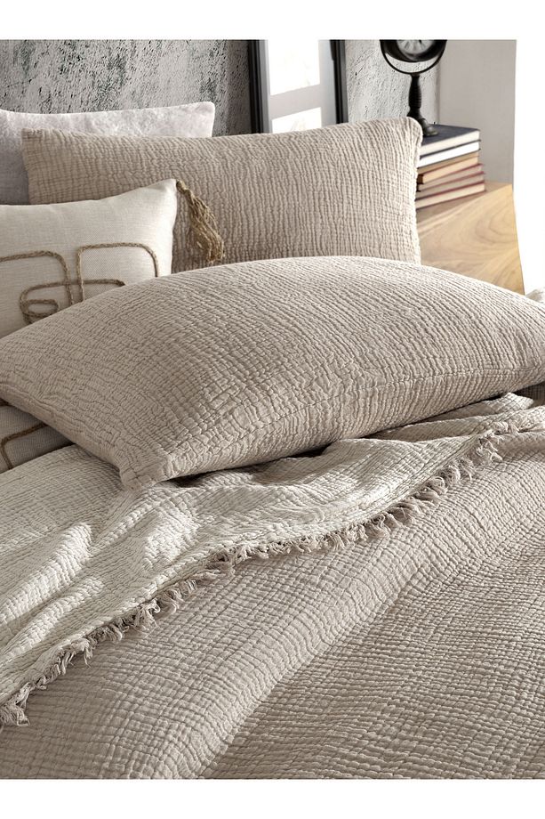 Vizon Tek Kişilik 160 X 240cm Yatak Örtüsü/1 Adet 50x70cm Yastık 4 Katlı Multi Muslin %100 Pamuk - 6