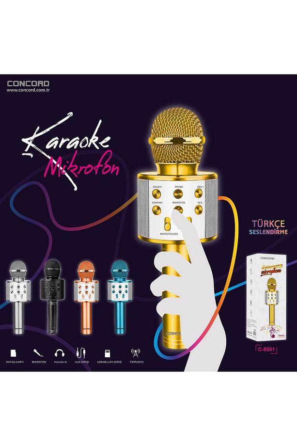 C-8501 Karaoke Türkçe Mikrofon Bluetooth Hoparlör - 3
