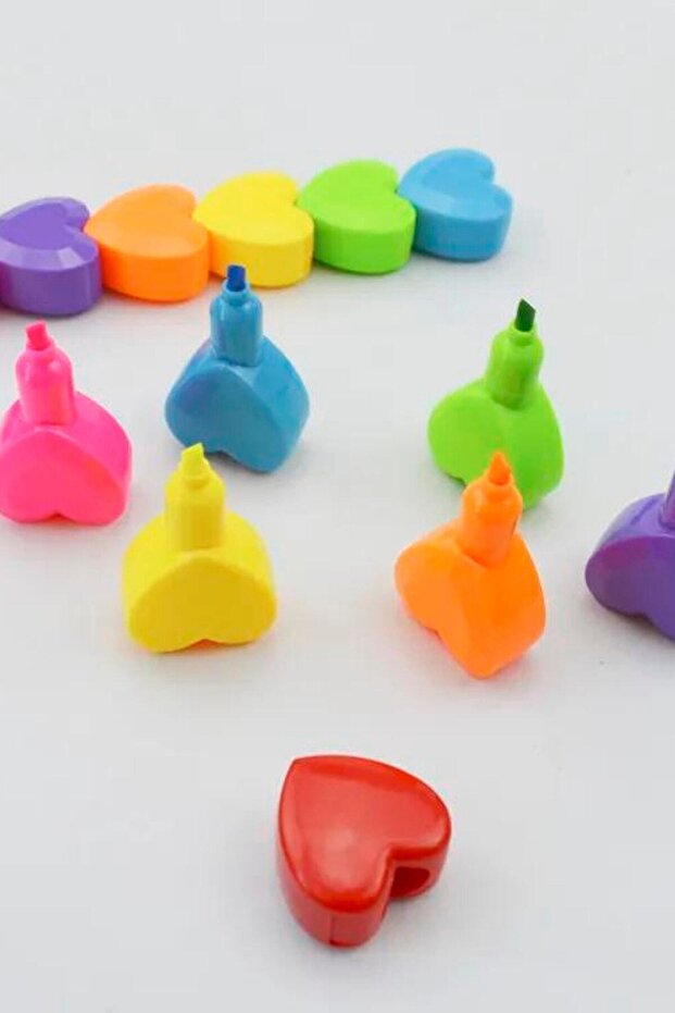 Kalp Şekilli Kutulu Fosforlu Kalem 6 Renk - 4