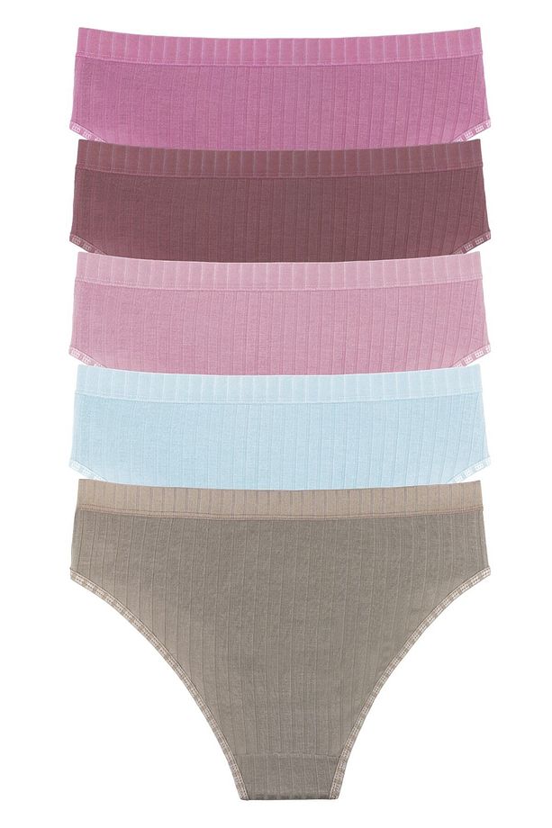 Kadın Fitilli Soft Renkler 5'li Slip Külot Set - Kts3053 - 4