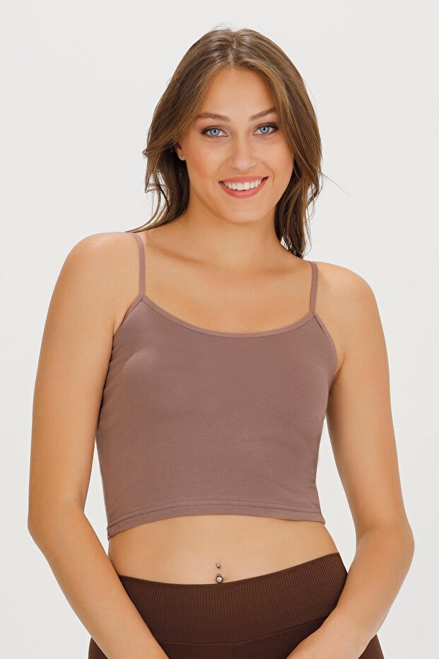 Women's Rope Strap Cotton Crop Bustier - Bst1015 Vi̇zon