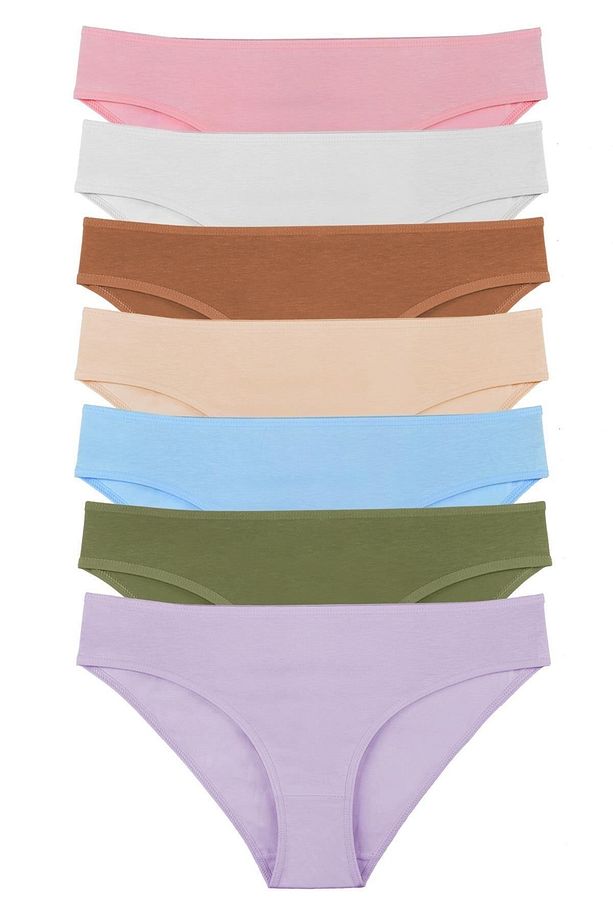 Kadın Basic Karışık Renkler Pamuklu Slip Külot 7'li Paket Set - Kts3048 - 3