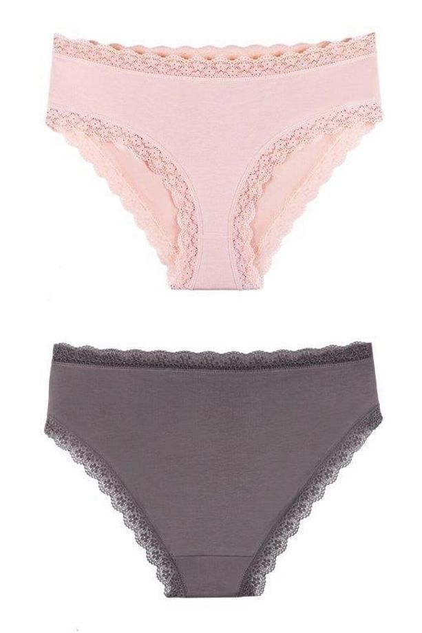 Kadın Dantelli Karışık Renkler Slip Külot 5l Paket Set KTS3070-5 - 3