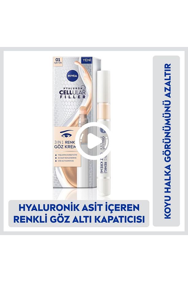 Hyaluron Cellular Filler 3in1 Renkli Açık Ton Göz Bakım Kremi 01 - 5
