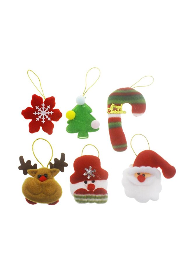 6 Pieces Fabric Christmas Ornaments Mixed Santa Claus Deer Snowman