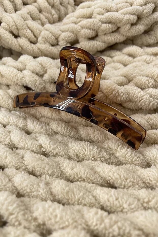 مشبك مزلاج بنقشة الفهد البني - 5