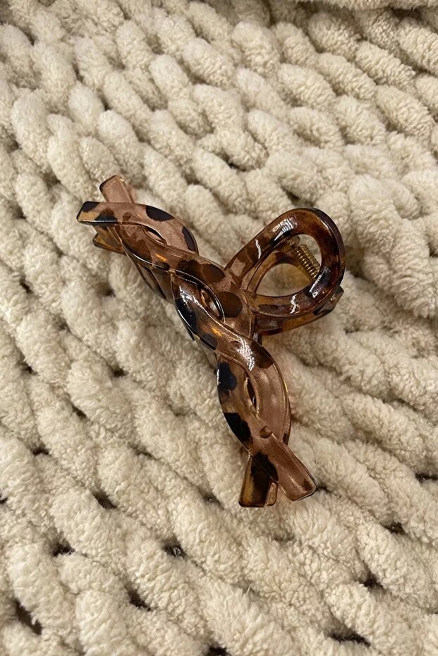 مشبك مزلاج بنقشة الفهد البني - 4