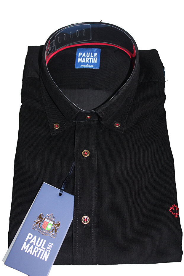 Men's Thin Ftil Velvet Shirt Black