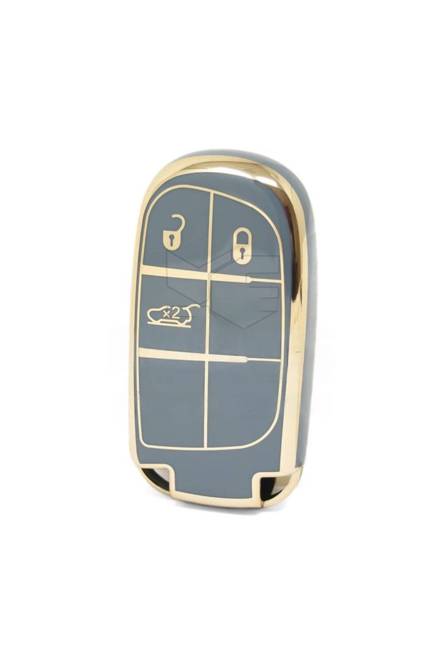 Luxury Fiat Egea Cross 500 Compatible Jeep Smart 3 Button Nano Protection Key Case Gray Gold Gold Color