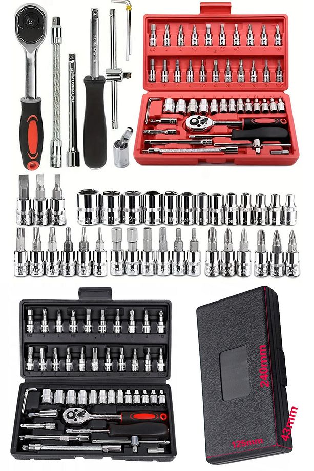 46 Parça Mini Lokma Takımı Otomatik Cırcırlı 1/4" Wrench Set Yüksek Kalite CR-V Kombinasyon Alet Set - 2
