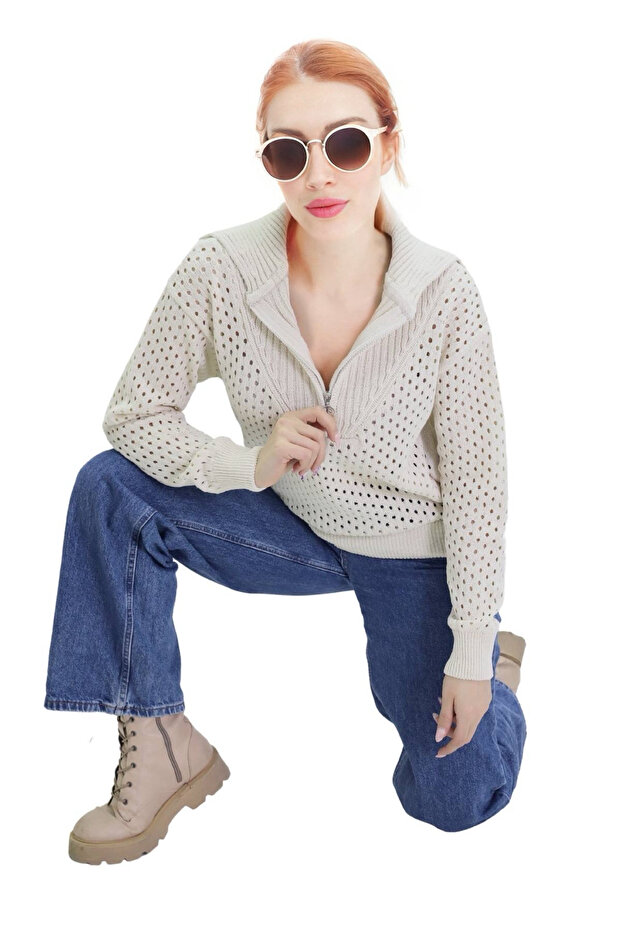 пуловер с цип - 4