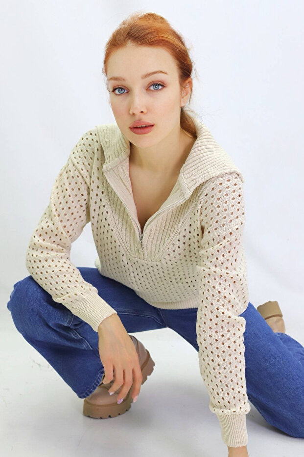 пуловер с цип - 3