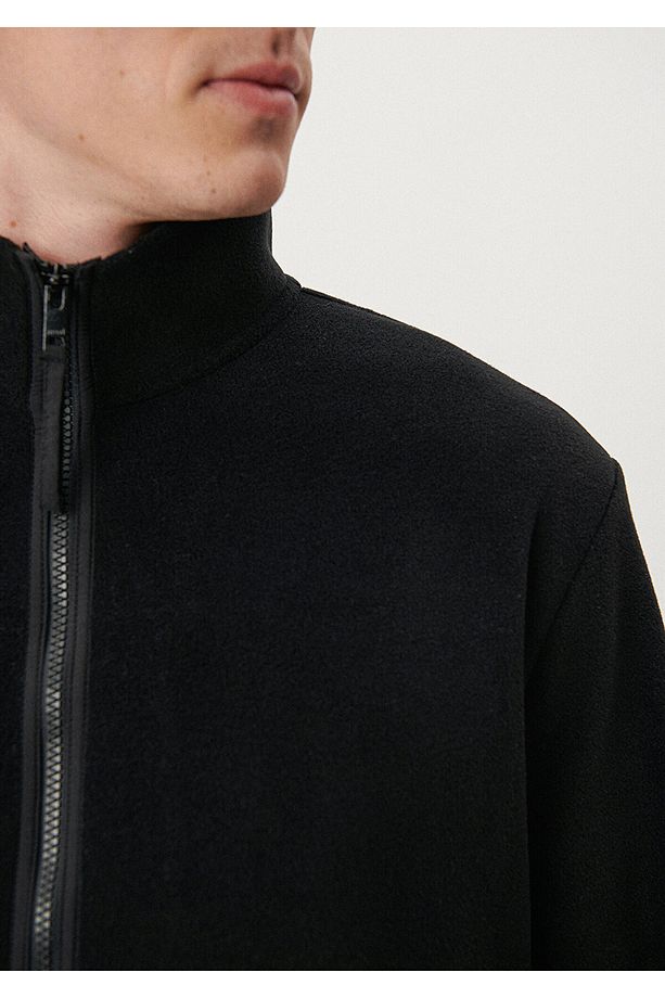Fermuarlı Siyah Sweatshirt 0S10011-900 - 6