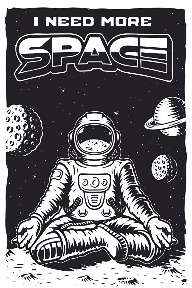 Astronaut Doing Yoga in Space Fun Funny Retro Wood Poster