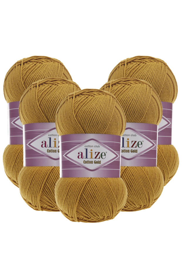 Cotton Gold 5 Pack 002 Mustard Yellow Hand Knitting Yarn