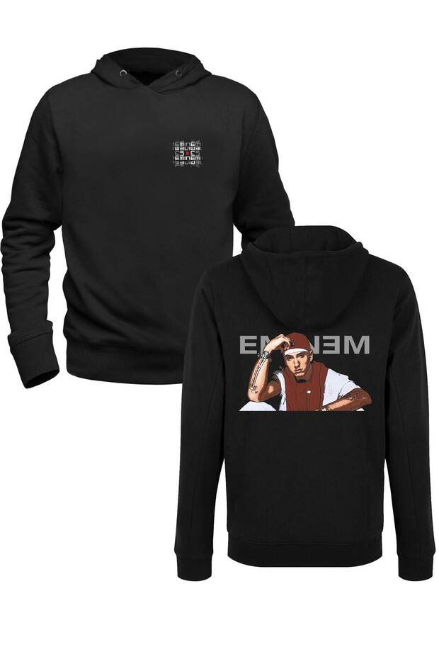 سويت شيرت مطبوع للأطفال باللون الأسود من الأمام والخلف من Eminem