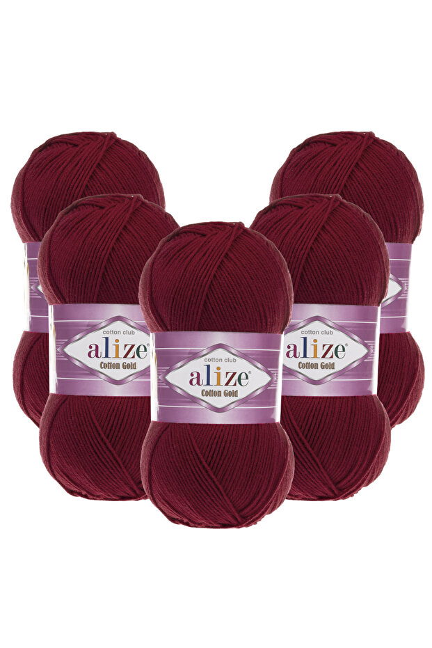 Cotton Gold 5 Pack 390 Claret Red Hand Knitting Yarn
