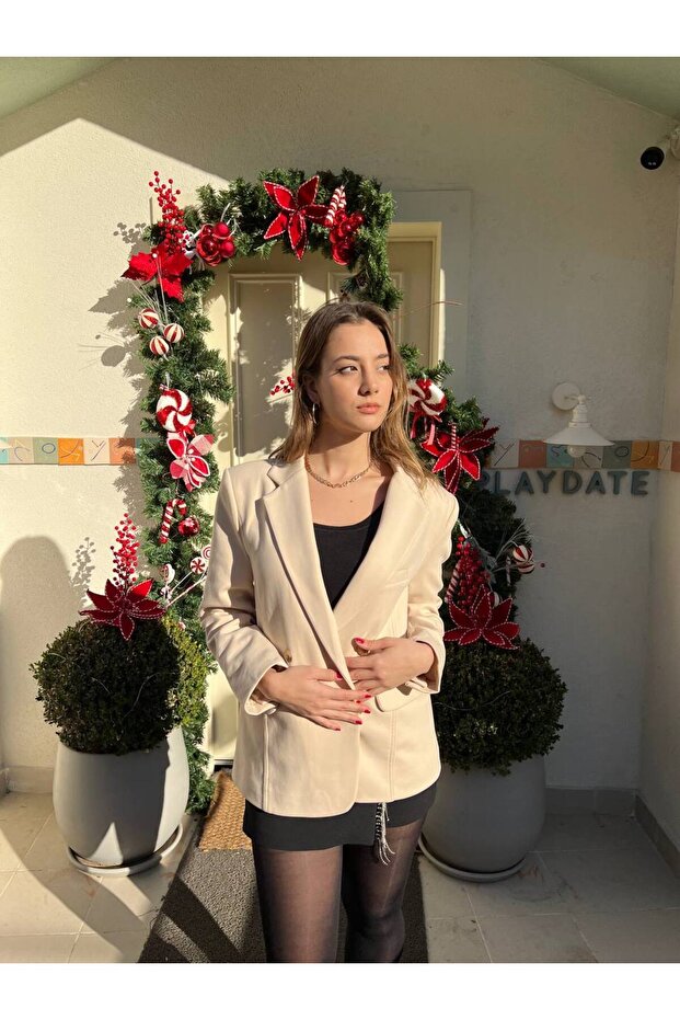 MODAL KUMAŞ BEJ CEKET - 4