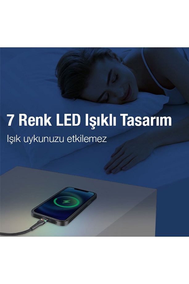 Led Işıklı 65W Type-C To Type-C Hızlı Şarj Kablosu 1m SİYAH - 3