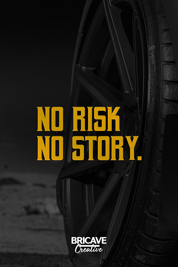 No Risk, No Story Lettering JDM Car-Motorcycle Glass Sticker 19x9,7cm