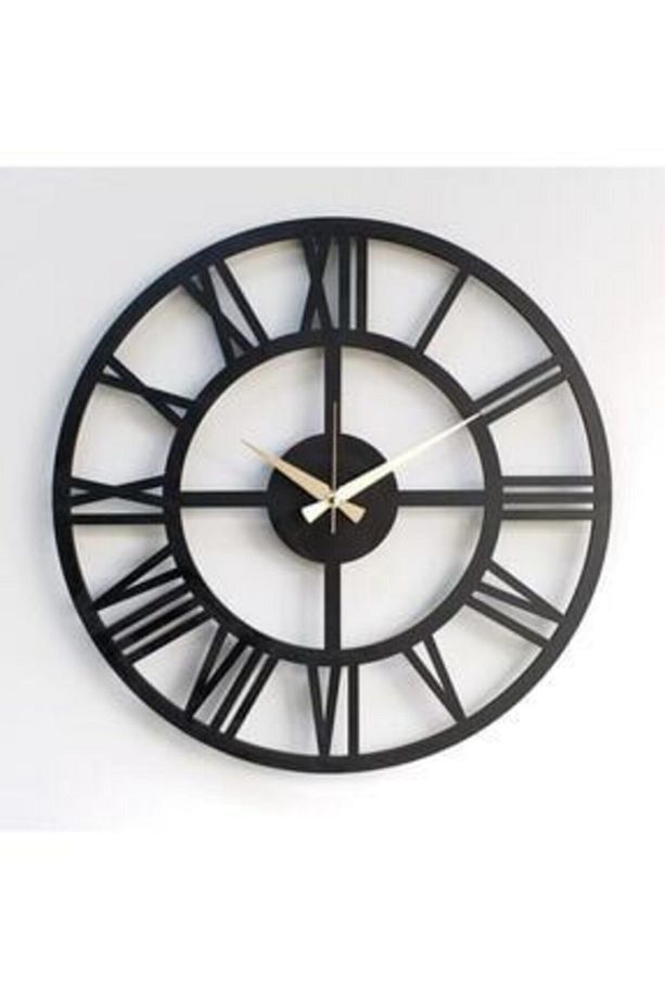 Siyah Ahşap Mdf Tam Sayılı Dekoratif Duvar Saati 40 Cm - 1