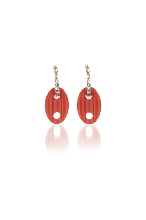 Matte Red Color Antiallergic Sailor Knot Earrings