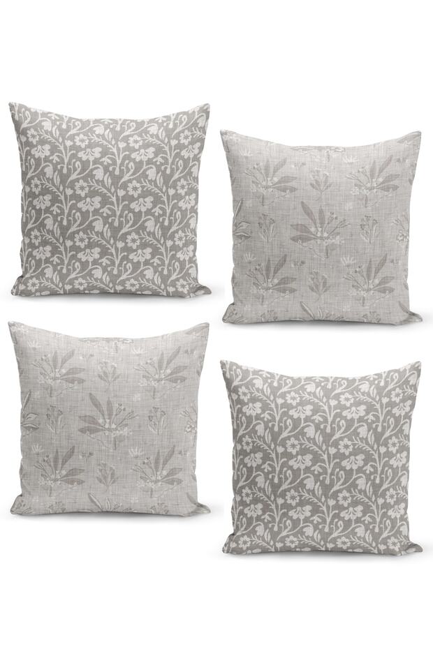 Set of 4 Cushion Covers French Woven Linen Textured Design