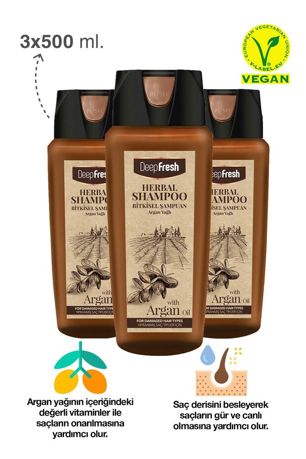 Herbal Bitkisel Şampuan Argan Yağı Özlü Yıpranmış Saçlar 3 X 500 Ml - 2