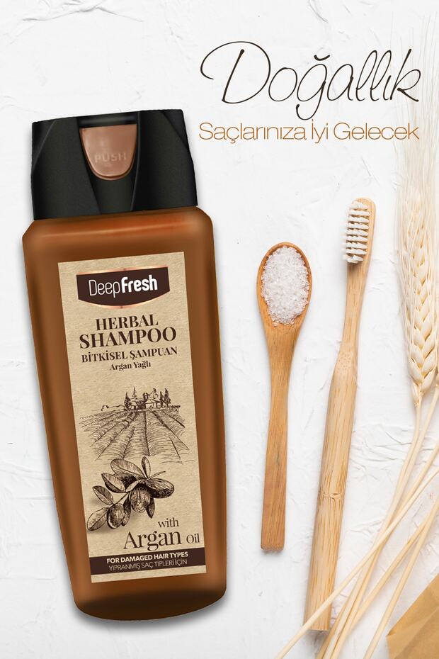 Herbal Bitkisel Şampuan Argan Yağı Özlü Yıpranmış Saçlar 3 X 500 Ml - 3