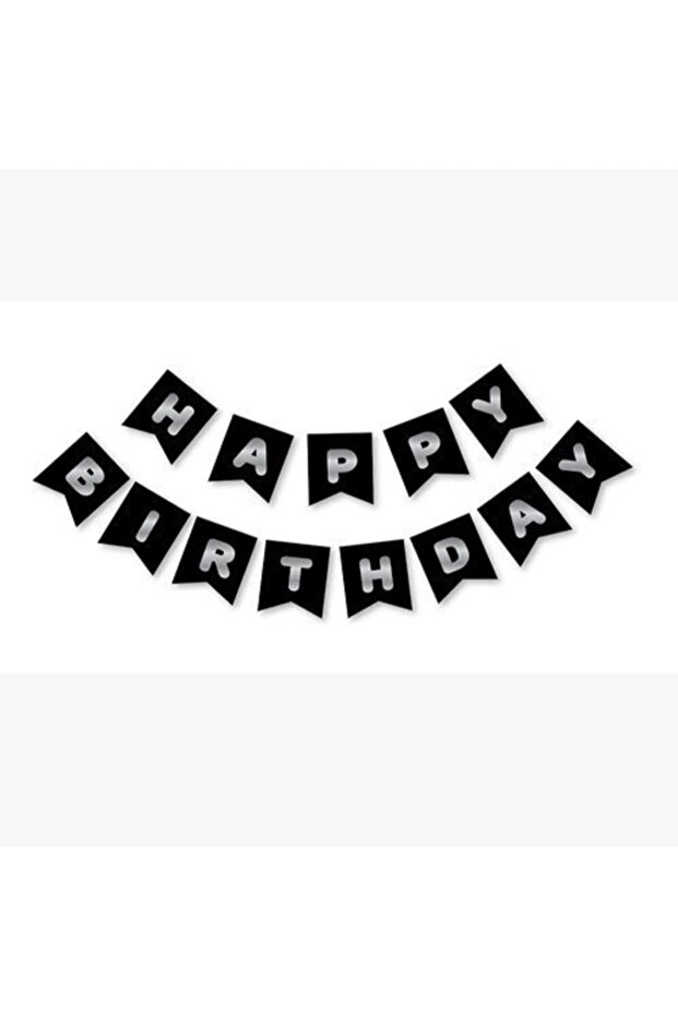 Black Silver Happy Birthday Gilded Banner