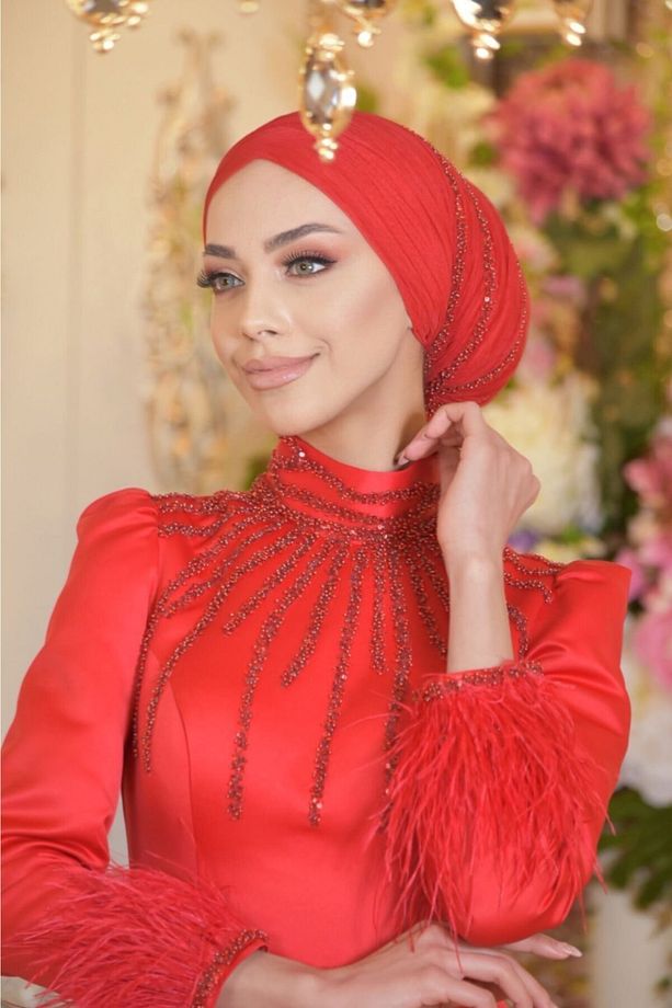 Monalya Kırmızı Abiye Elbise - 2