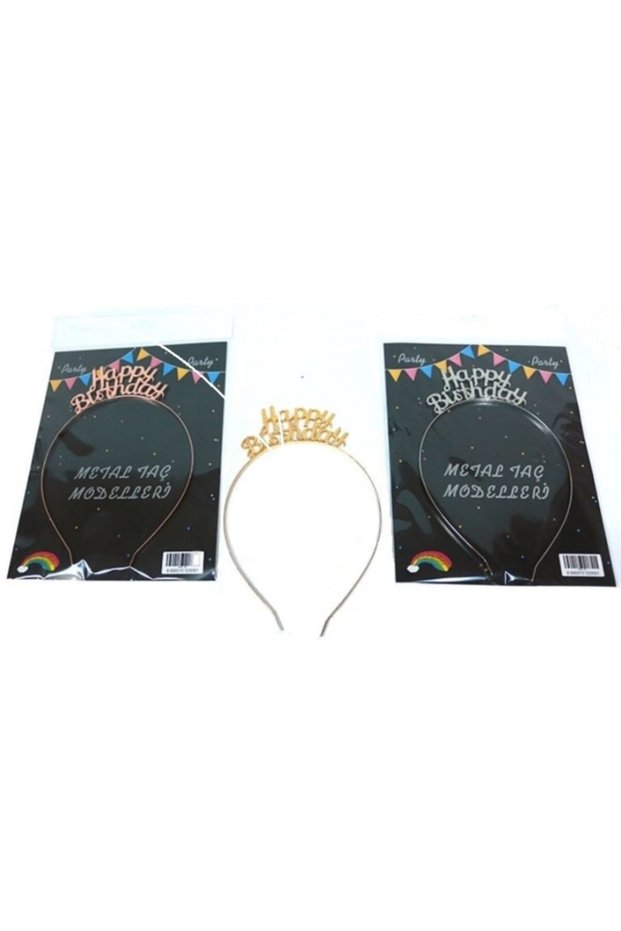Metal Happy Birthday Gold Colored Crown