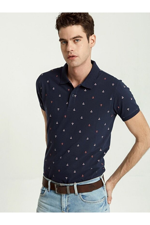 Men's Navy Blue Toloca Polo Neck T-Shirt 012218435060890000
