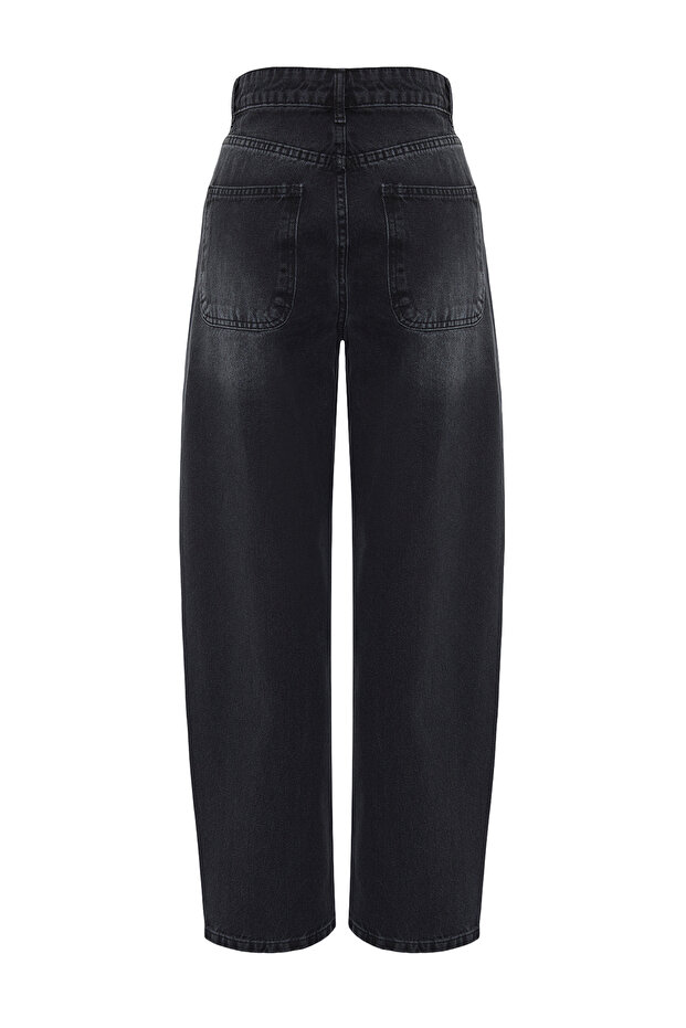 Siyah Düşük Bel Loose Baggy %100 Pamuk Non-Stretch Jeans TWOSS24JE00038 - 8