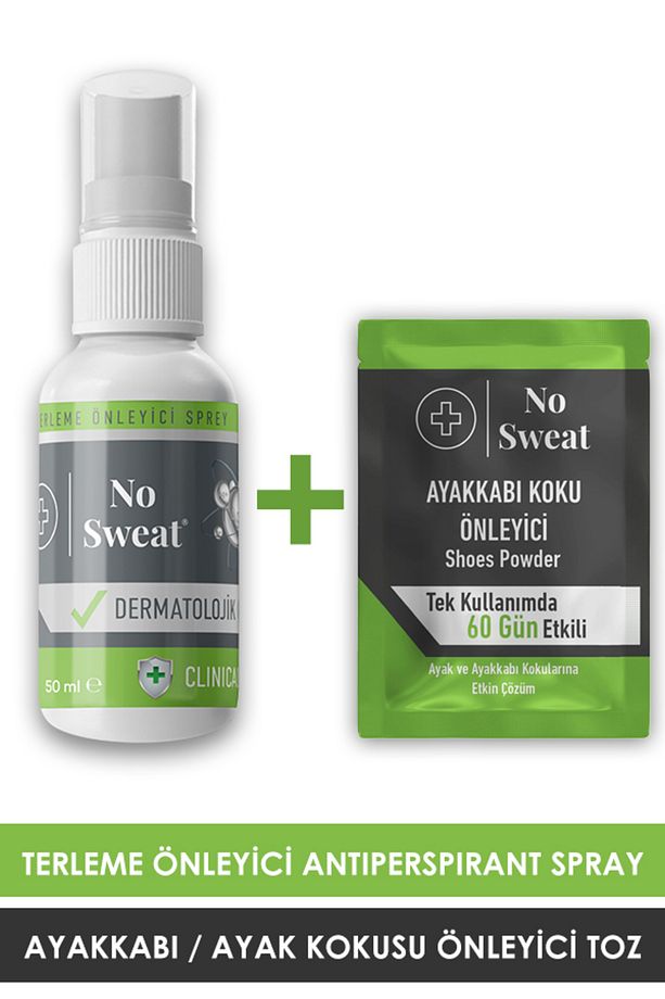 Terleme Önleyici Antiperspirant Spray 50 ML+Ayakkabı / Ayak Kokusu Önleyici Toz( 1 Kutuda 10 Adet) - 1