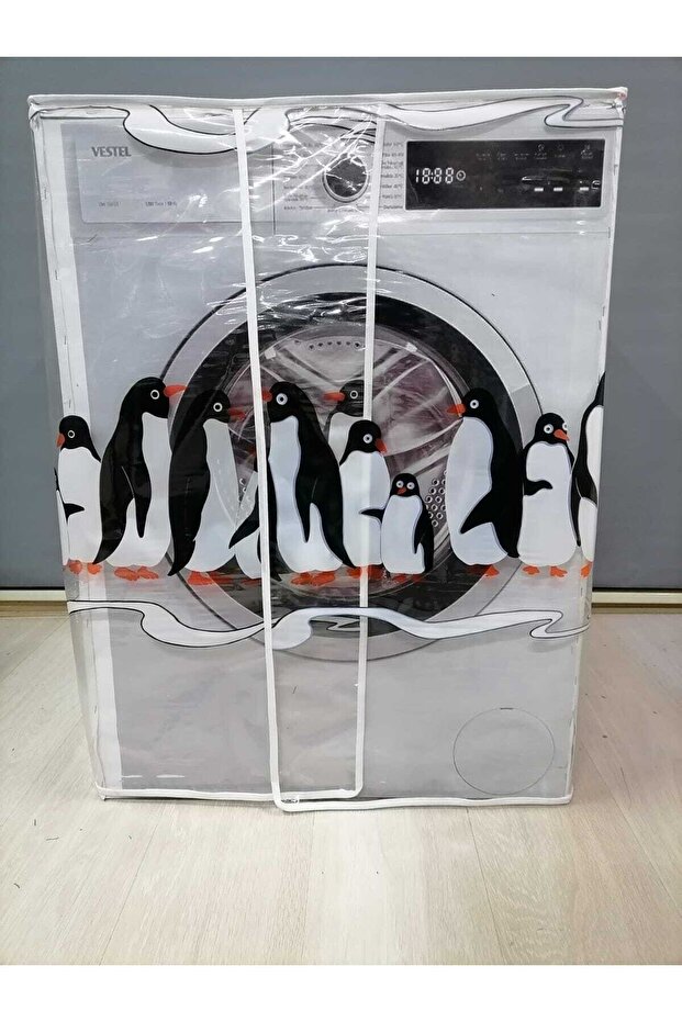 Penguen1 Patterned Transparent Washing Machine Cover 0.18 mm Thickness