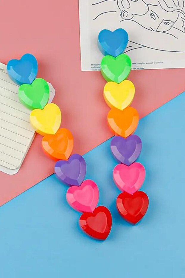 Kalp Şekilli Kutulu Fosforlu Kalem 6 Renk - 3