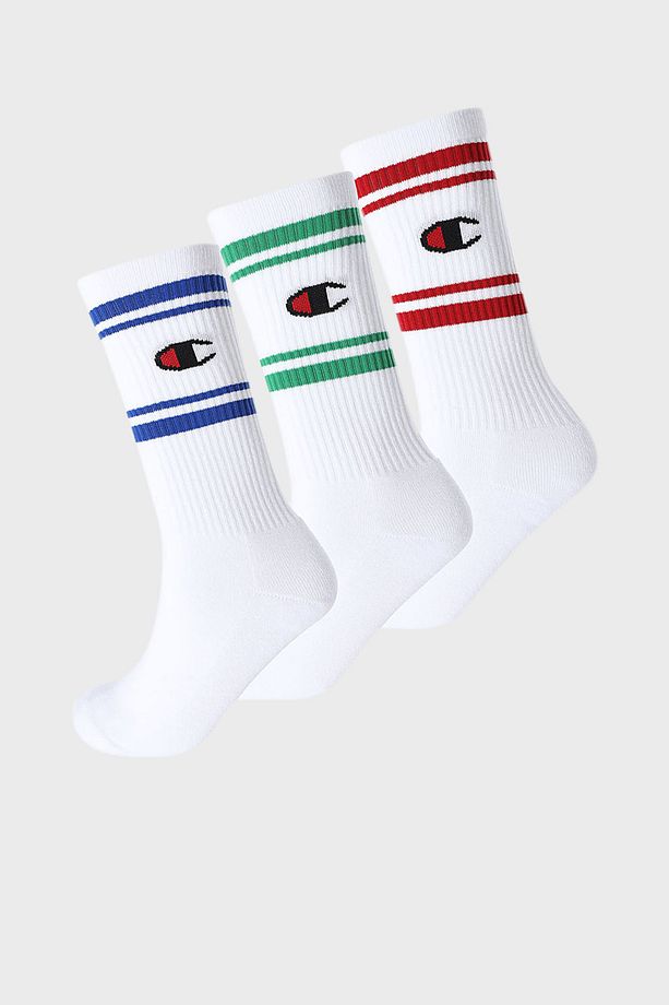 Logolu Pamuklu 3 Pack Çorap Unisex ÇORAP U20081 WHT/WHT/WHT WW001 - 1