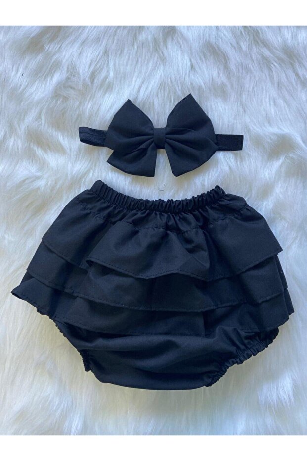 Baby Girl Black Ruffle Shorts