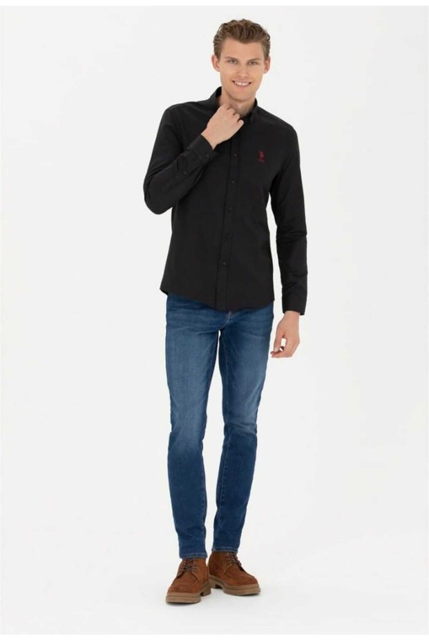 U.S. POLO ASSN. Men's Black Long Sleeve Basic Shirt